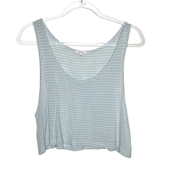 TALULA Cropped Striped Tank Top Scoop Neck Loose Fit Light Blue White Size S - Picture 4 of 10